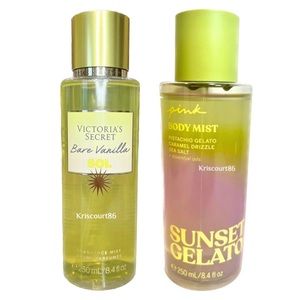 Victoria's Secret Bare Vanilla Sol and Pink Sunset Gelato Body Mist Set